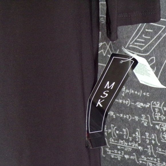 MSK Faux Leather Panel Asymmertrical Sheath Dress - Picture 7 of 7